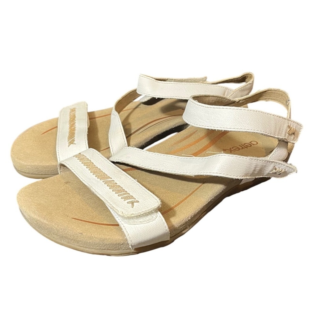 Aetrex SE263W Sandal Womens 6 White Strappy Comfort Orthotic Adjustable Straps